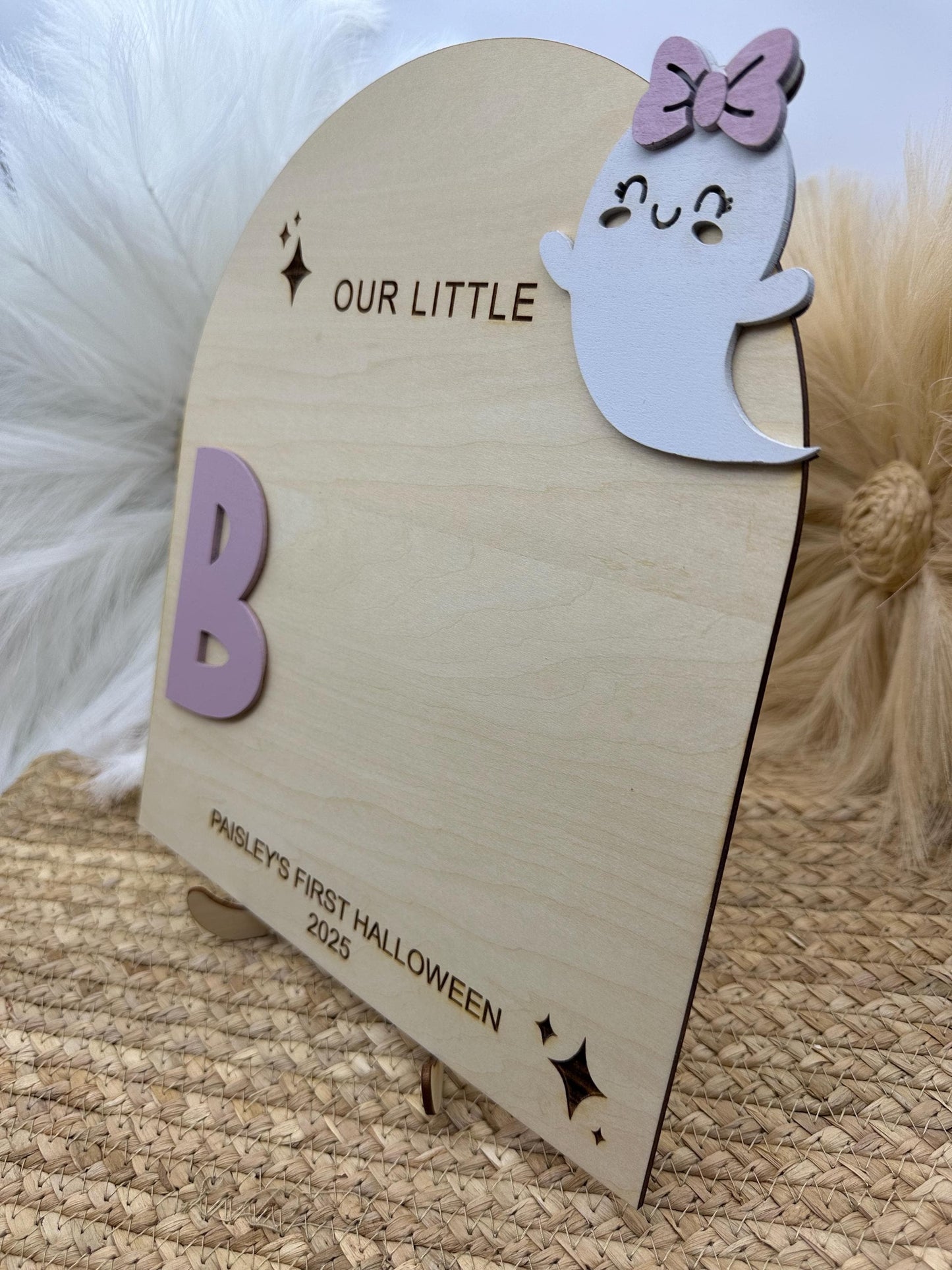 Personalized Halloween Footprint Art Sign: Baby's First Halloween Keepsake