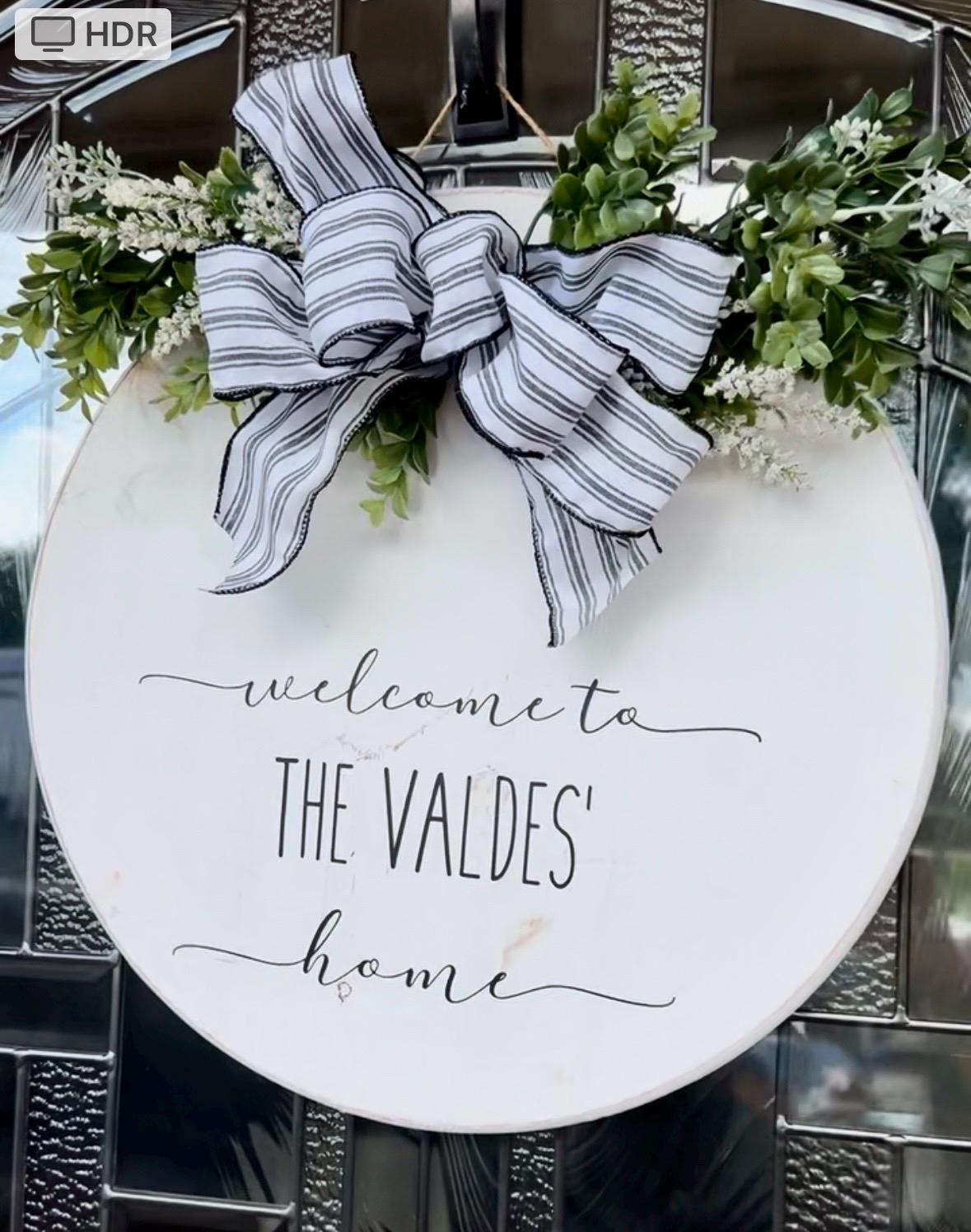Welcome to Our Home Round Door Sign: Farmhouse Decor