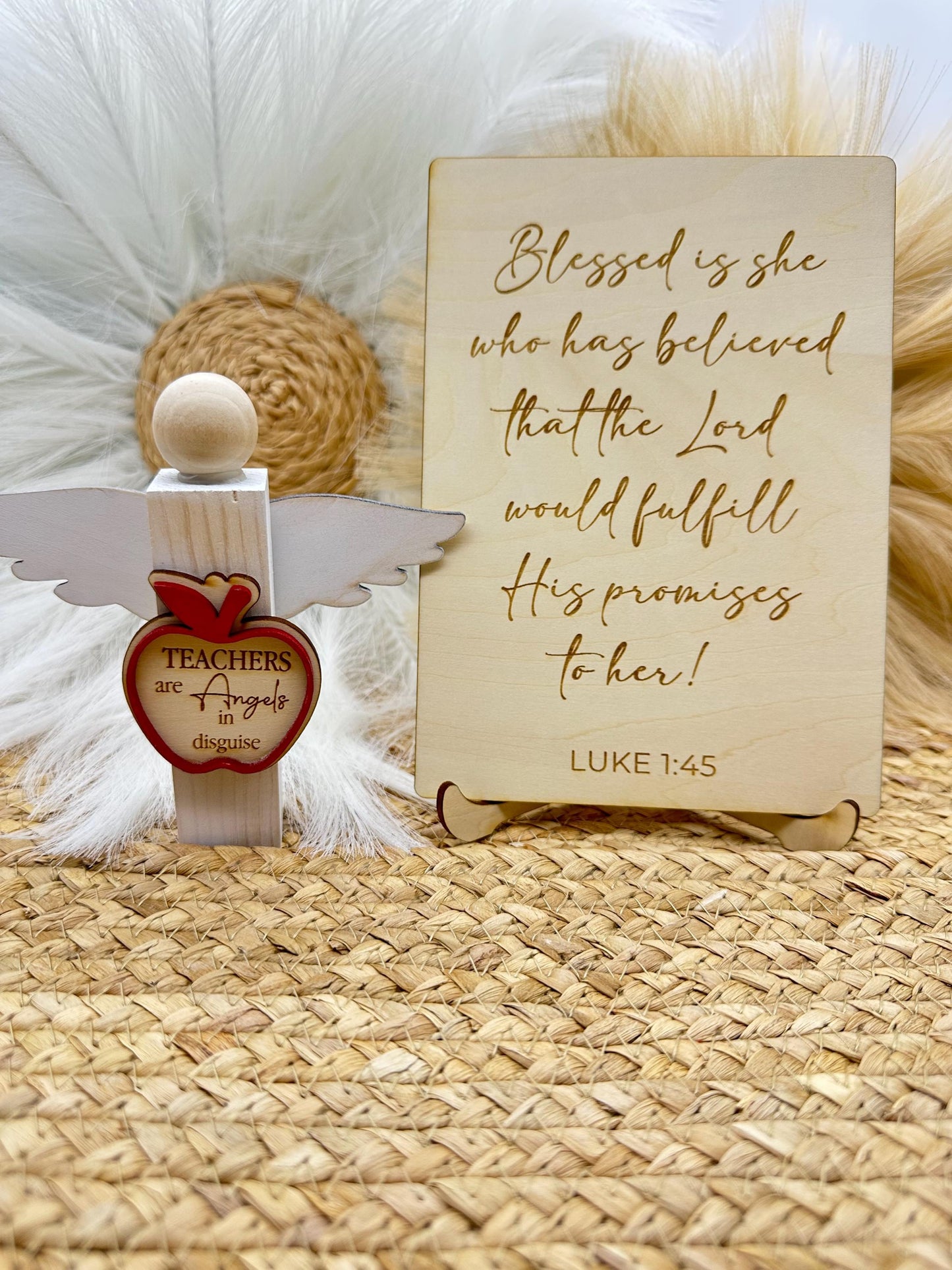Engraved Wood Angel - Teacher Appreciation Gift - Classroom Decor