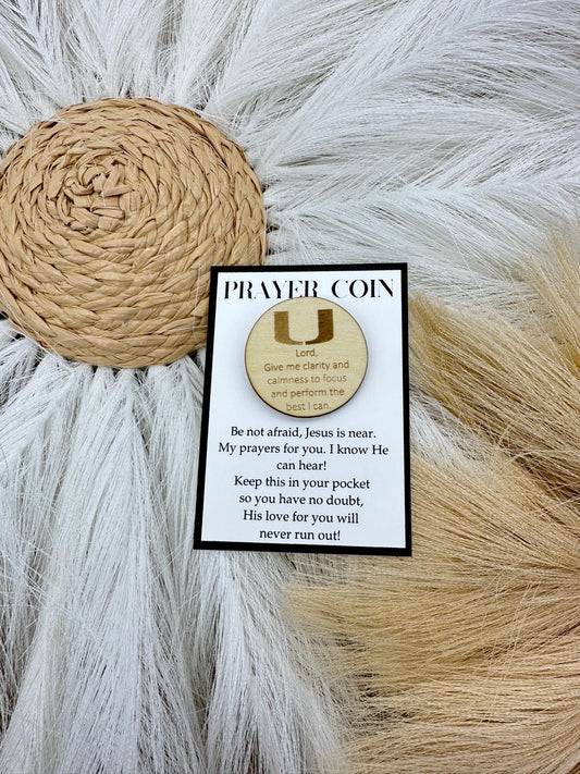 Wood Engraved College Coin | Prayer & Encouragement Keepsake