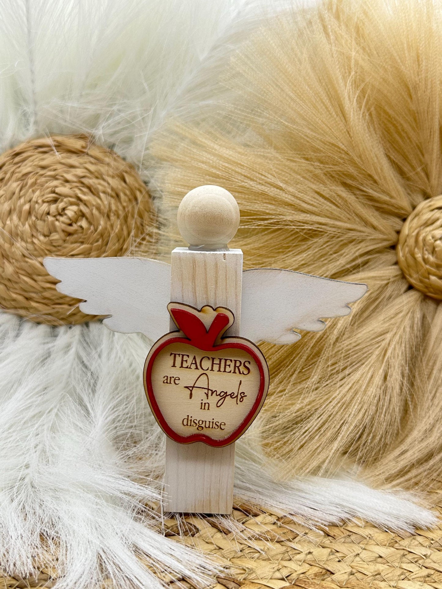 Engraved Wood Angel - Teacher Appreciation Gift - Classroom Decor
