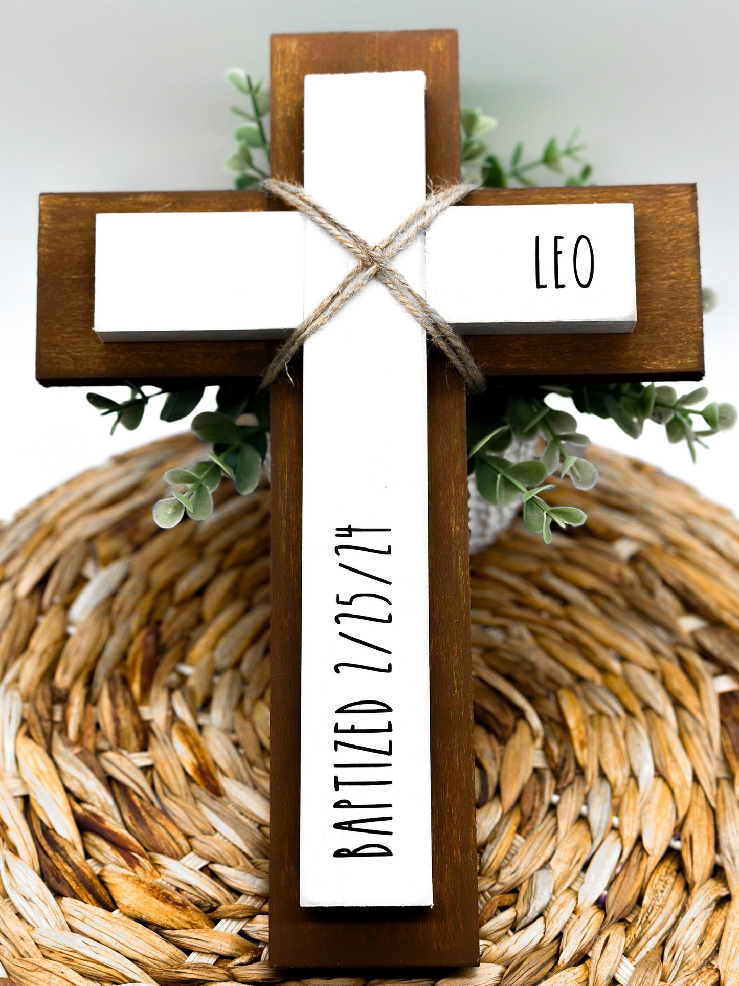 Personalized Wood Wall Cross: Baptism, First Communion, Nursery Decor
