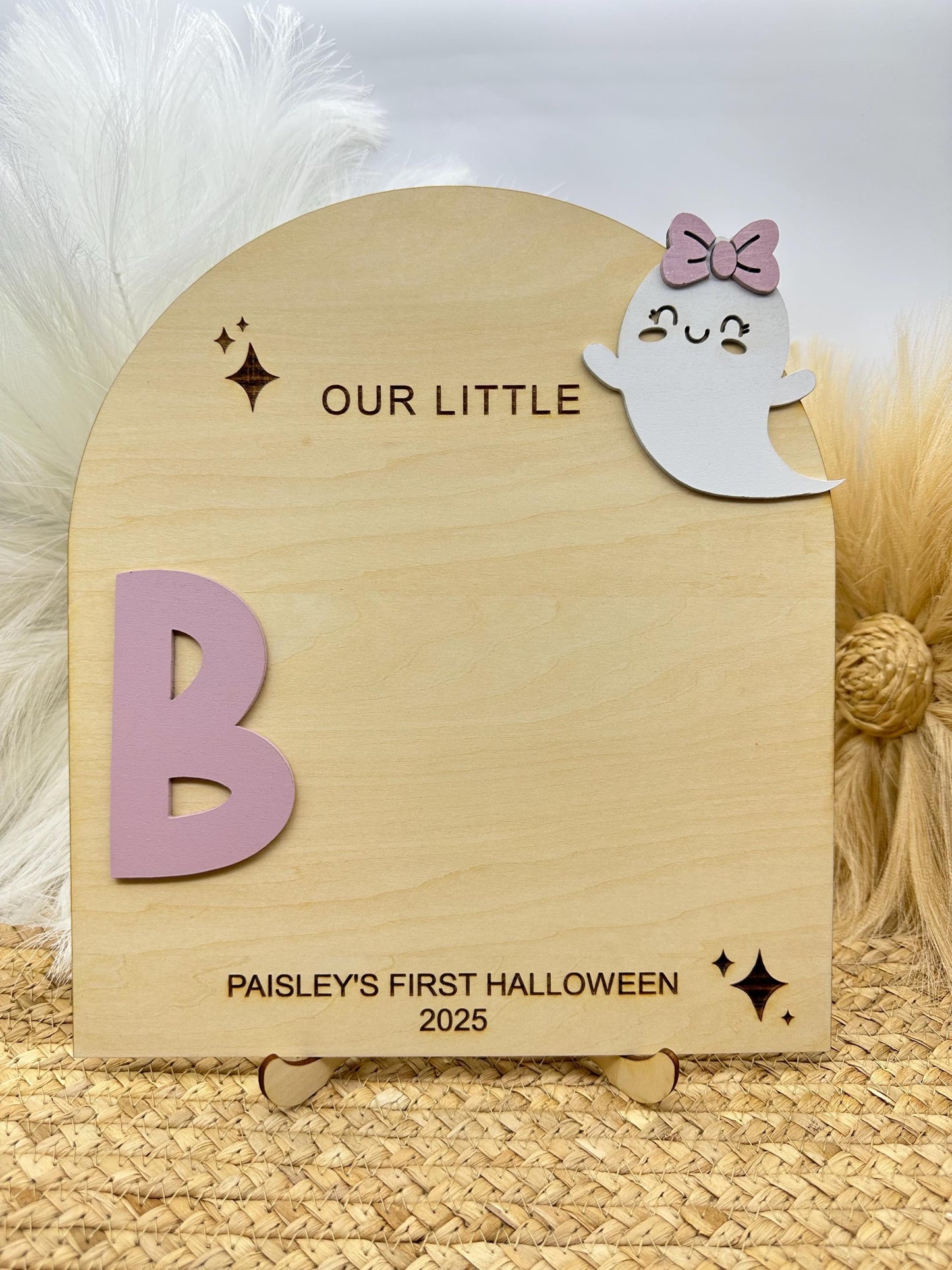 Personalized Halloween Footprint Art Sign: Baby's First Halloween Keepsake