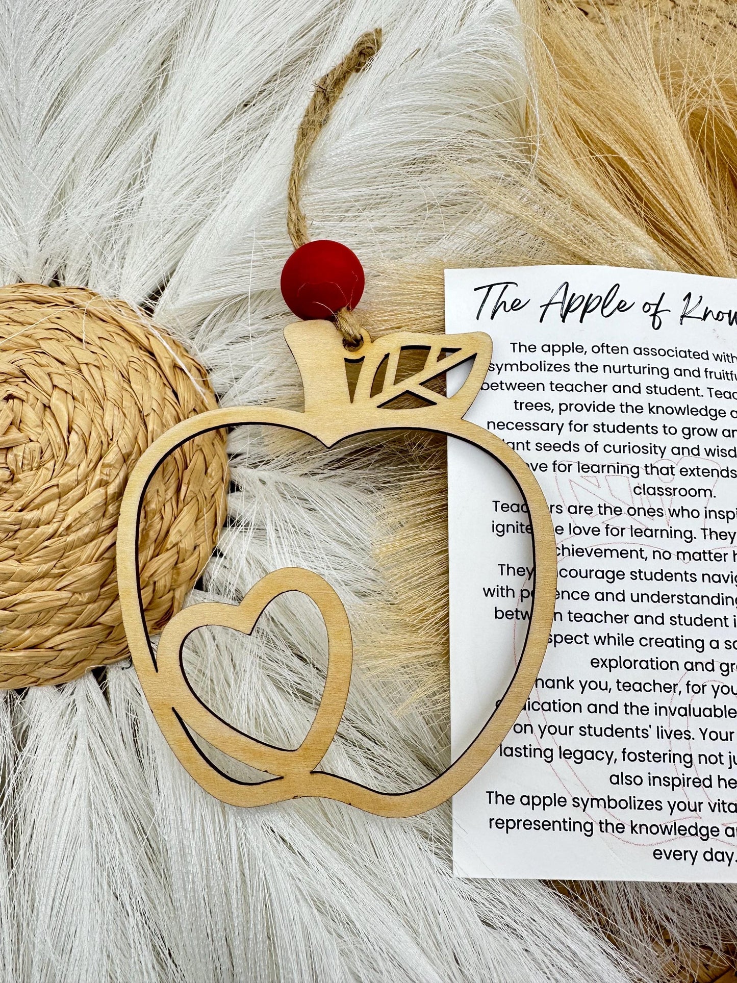 Teacher Appreciation Gift: Apple Ornament with Heart
