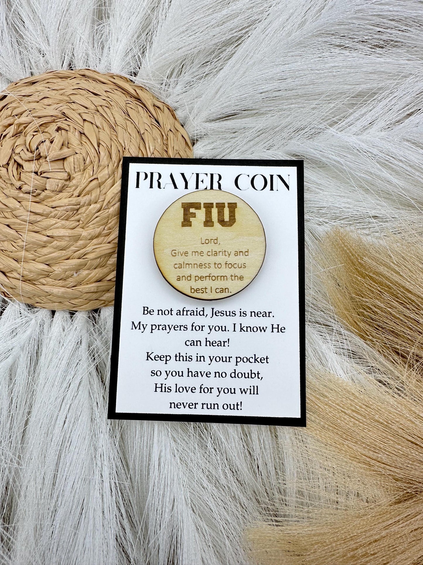 Wood Engraved College Prayer Token: Be Not Afraid Send-Off Gift