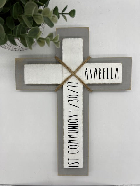 Personalized Wood Wall Cross | Baptism Gift | First Communion Gift | Confirmation Gift | Wedding Gift | Housewarming Gift