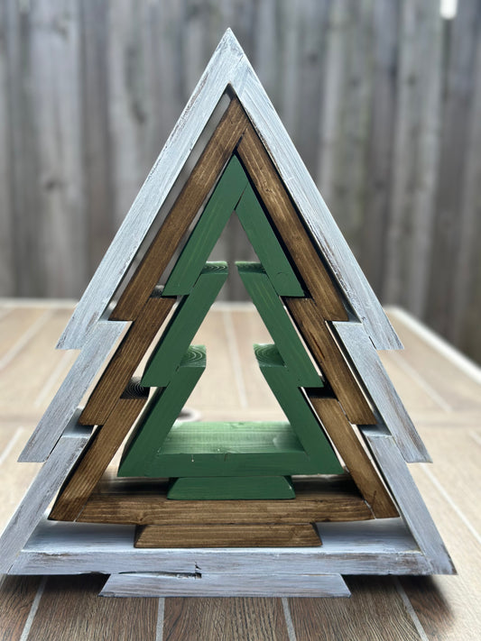 Wood Christmas Tree Nested Set | Rustic Christmas Decor Gift