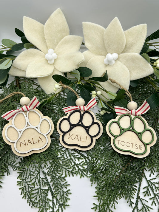 Personalized Paw Print Ornament | Custom Pet Memorial Keepsake | Unique Pet Lover Gift | Handcrafted Pet Paw Print Christmas Decoration