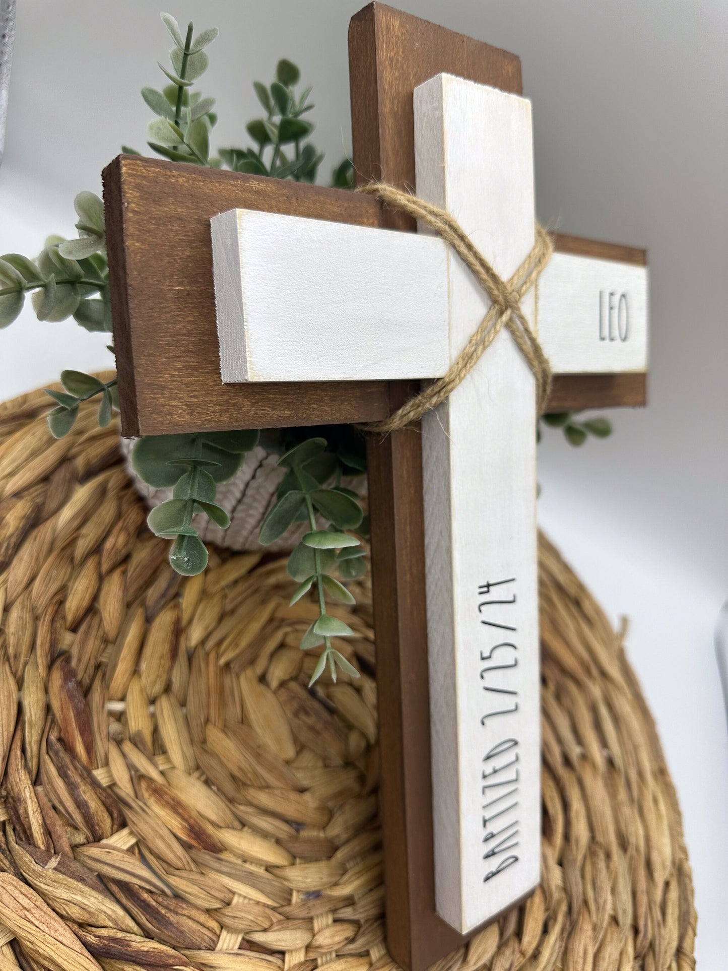 Personalized Wood Wall Cross: Baptism, First Communion, Nursery Decor