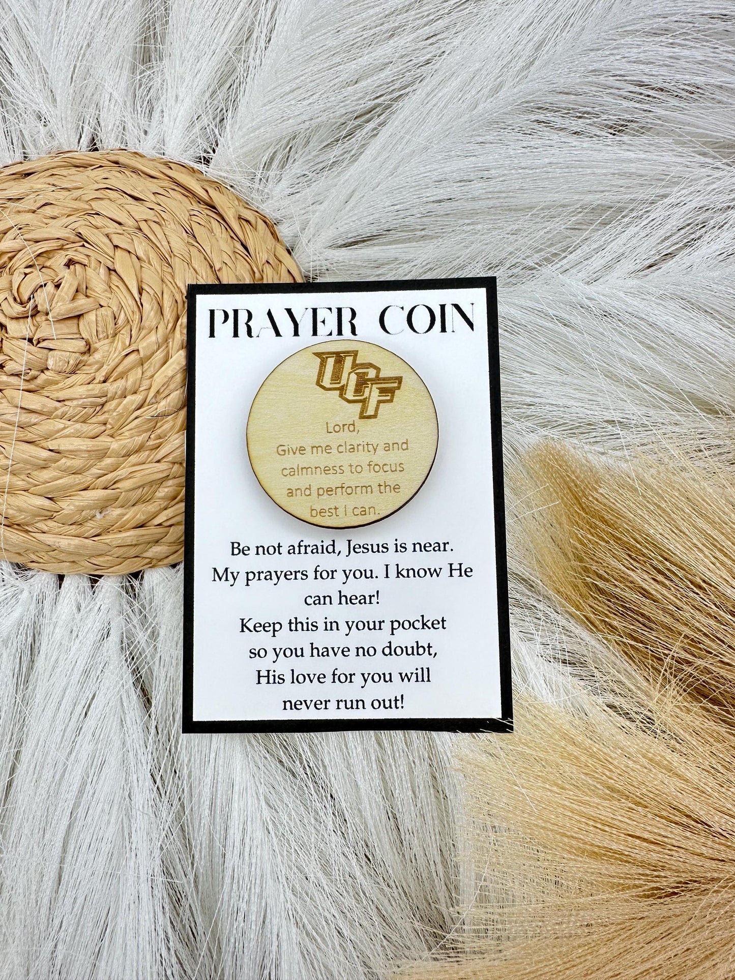 Wood Engraved College Prayer Token: Be Not Afraid Send-Off Gift