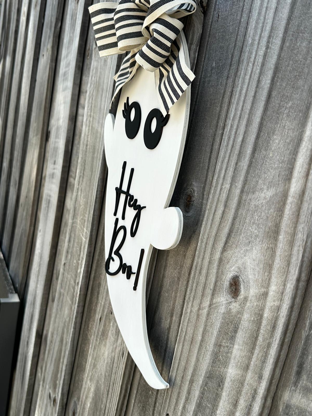 Hey Boo Ghost Door Hanger: Spooky Halloween Decor