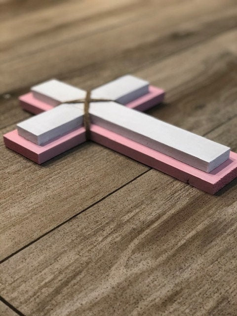 Personalized Wood Wall Cross: Baptism, First Communion, Nursery Decor