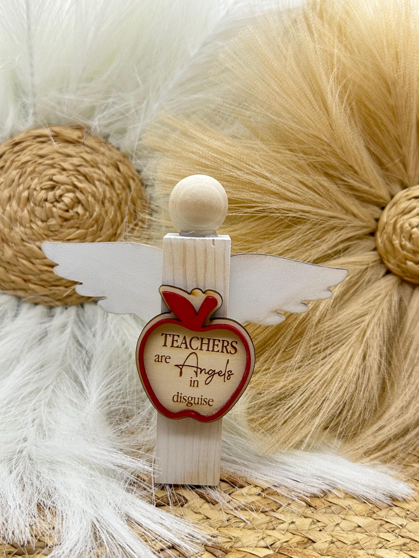 Engraved Wood Angel - Teacher Appreciation Gift - Classroom Decor