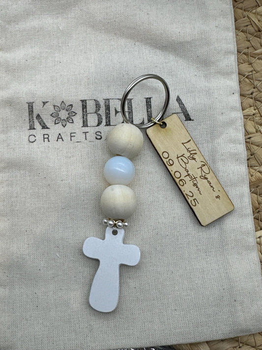 Baptism Favor Key Chains | Beaded Cross Key Chain | Favors | Sacred Gift