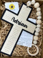 Personalized Beaded Hanging Cross: Engraved Name, Baptism Gift