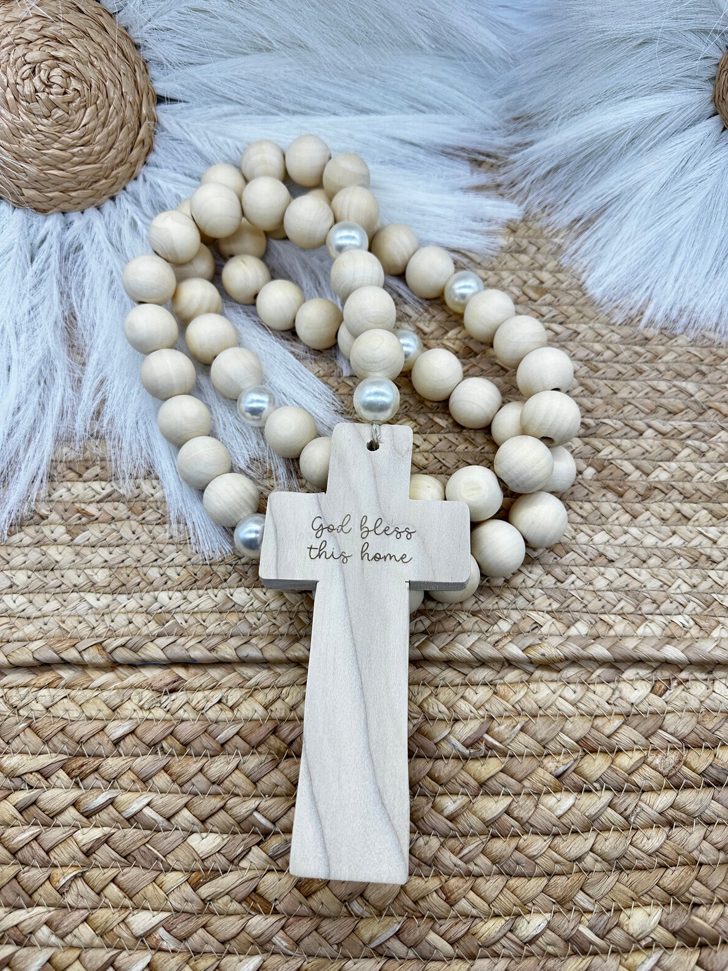 Full Wood & Pearl Rosary