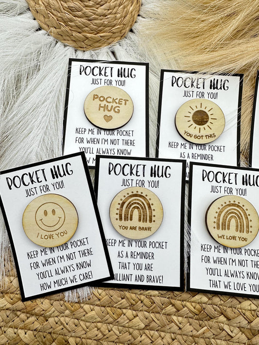 Wooden Pocket Hug - Back to School Gift - Good Luck Charm