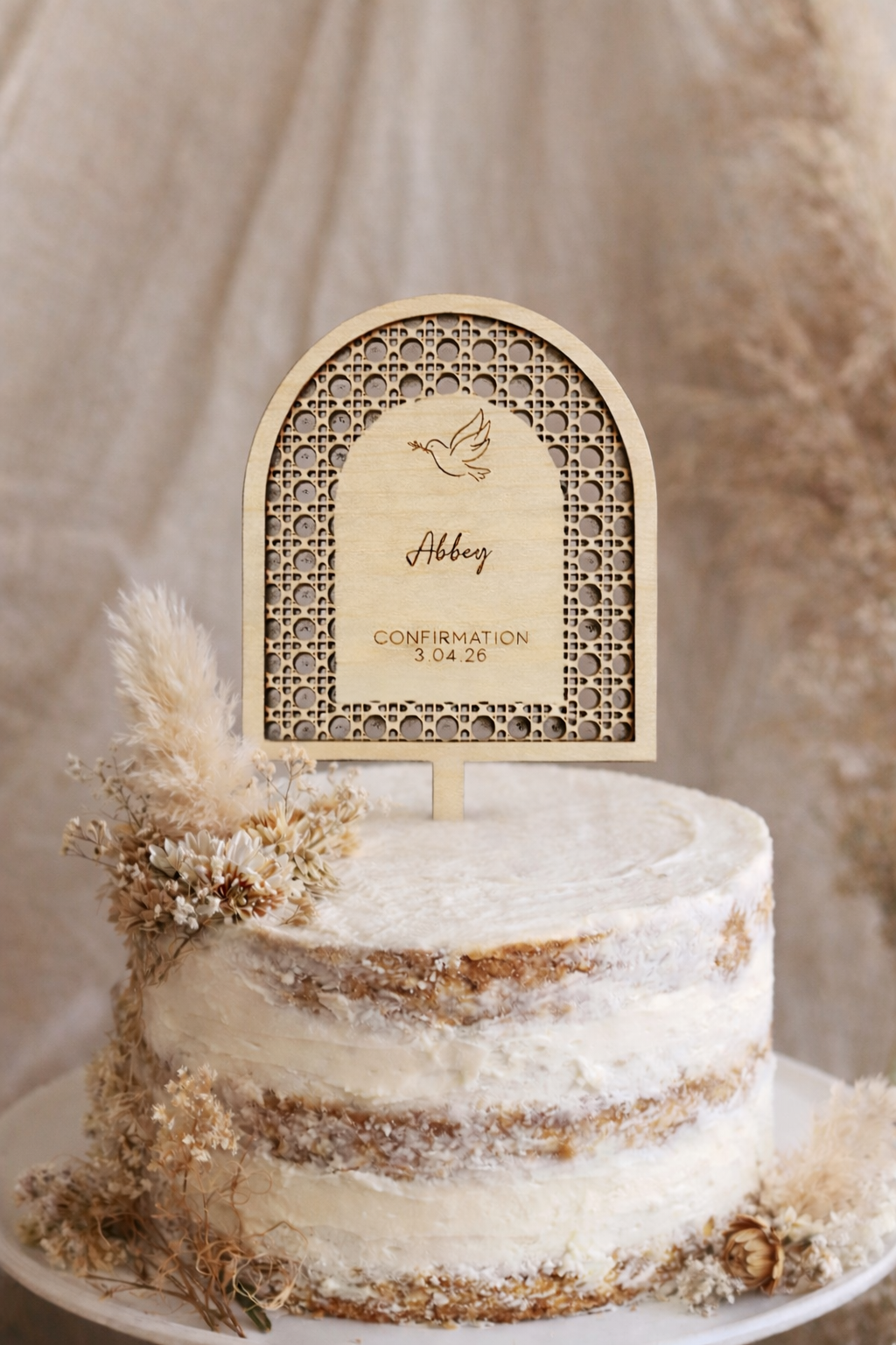Personalized Arch Rattan Cake Topper