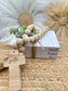 Faith Hope Love Bible Book Stack: Farmhouse Decor with Greenery
