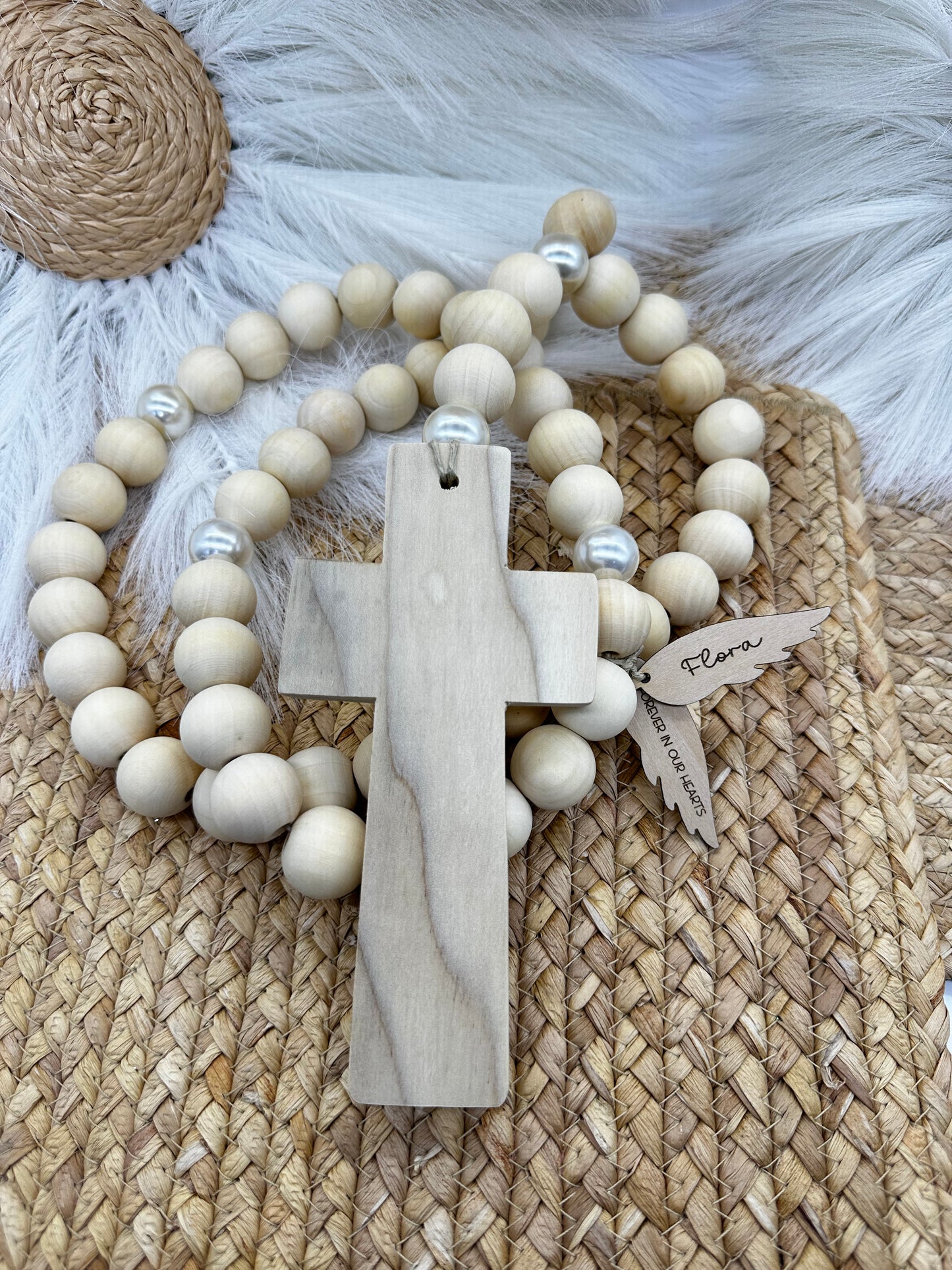 Full Wood & Pearl Rosary