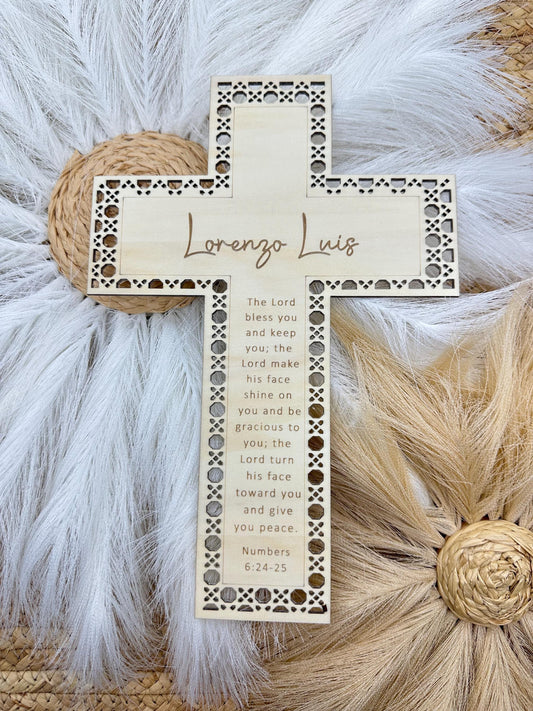 Personalized Rattan Cross with Bible Verse