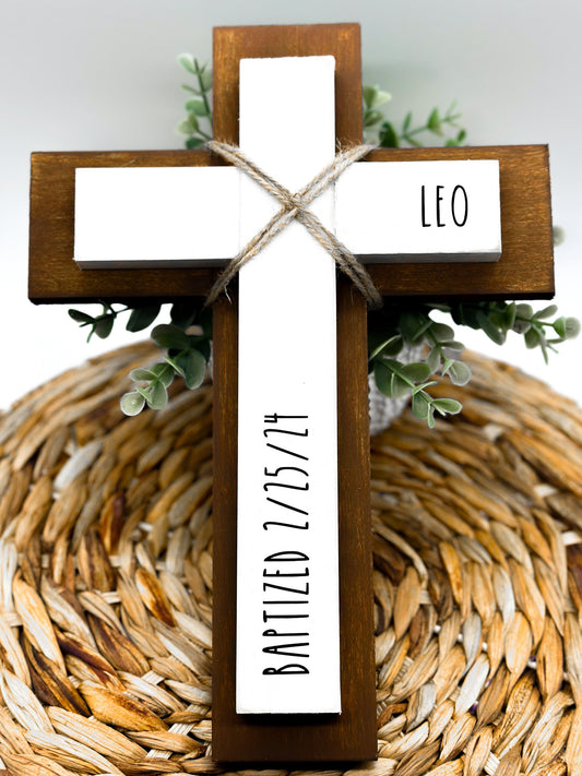 Personalized Wood Wall Cross: Baptism, First Communion, Nursery Decor