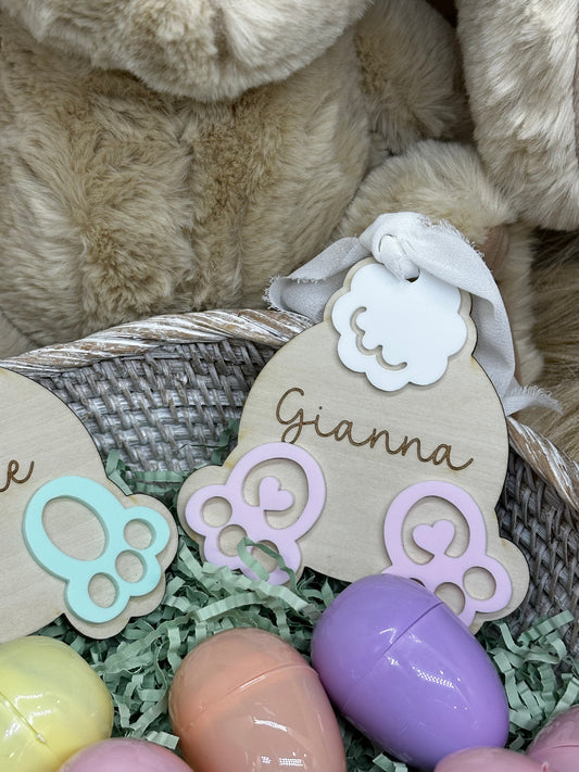 Personalized Bunny Butt Easter Basket Tag | Custom Name Bunny Tag | Baby Easter Basket Name Tag | Easter Keepsake Gift for Kids