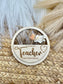 Engraved Wood Teacher Magnet: Dried Flower Keepsake