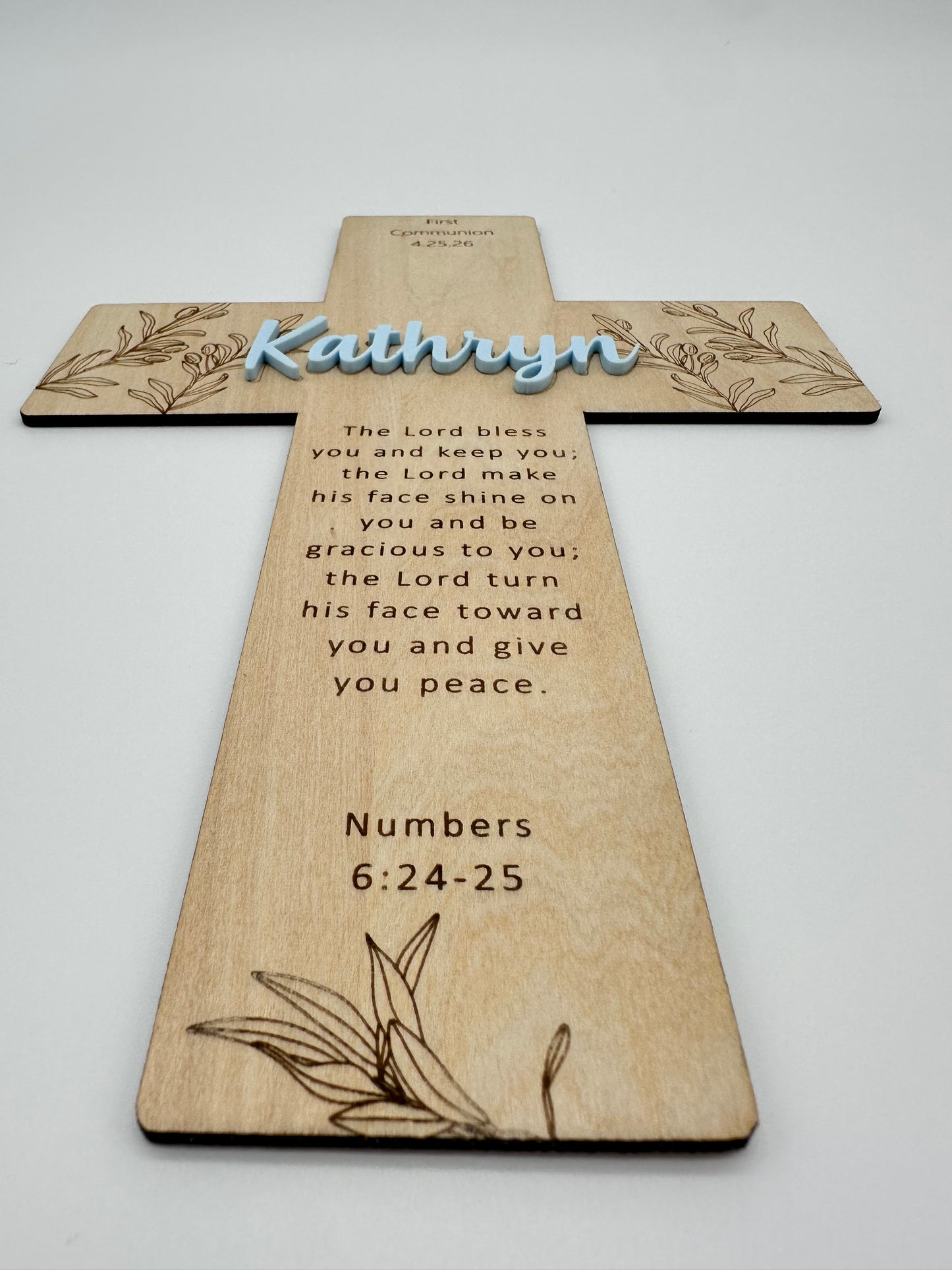 Personalized Olive Branch Cross Keepsake
