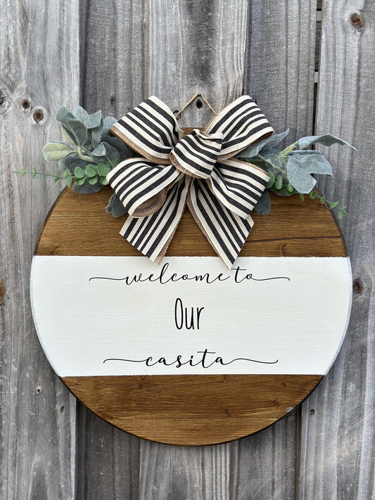 Welcome to Our Home Round Door Sign: Farmhouse Decor
