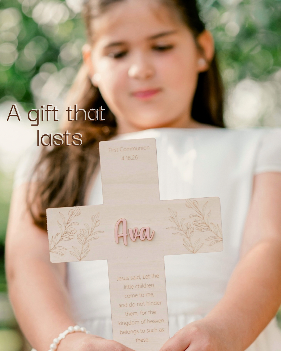 Personalized Olive Branch Cross Keepsake