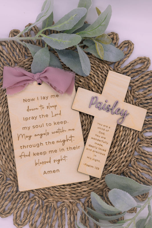 Child of God Wooden Cross | Psalm 139 Christian Nursery Décor, Personalized Baby Baptism Gift