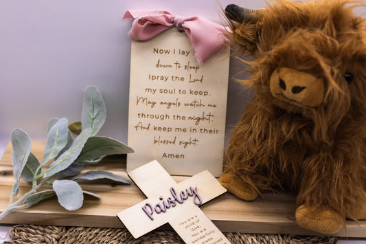 Now I Lay Me Down to Sleep Nursery Wood Sign | Christian Baby Room Décor, Prayer Sign for Baptism & Nursery