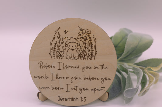 Jeremiah 1:5 Nursery Wood Sign | Christian Baby Room Décor, Scripture Wall Art & Baby Shower Gift