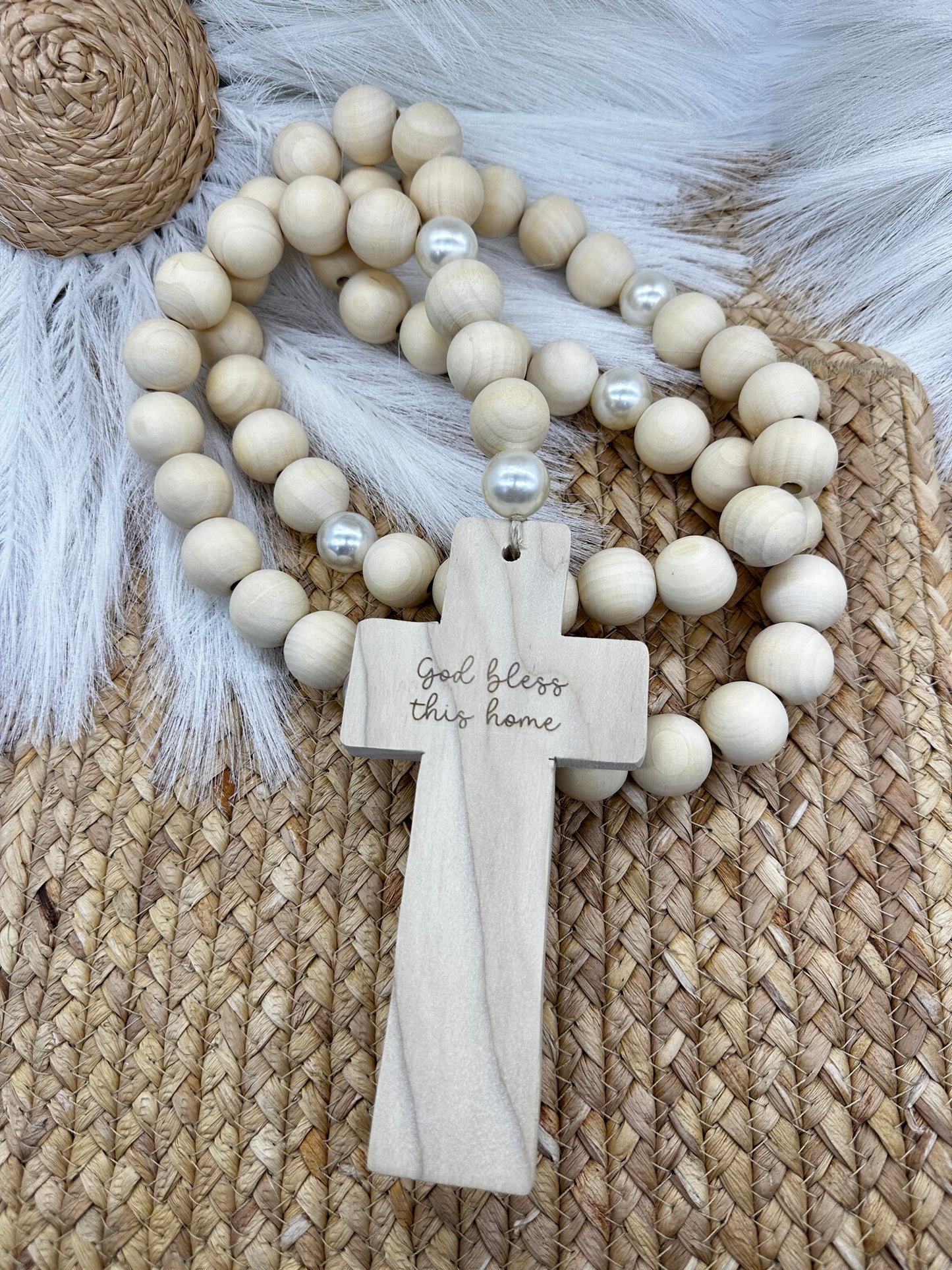 Full Wood & Pearl Rosary