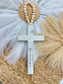 Rustic White Cross to honor strength and gratitude.