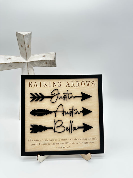 Raising Arrows Personalized Wood Sign