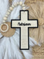 Personalized Beaded Hanging Cross: Engraved Name, Baptism Gift