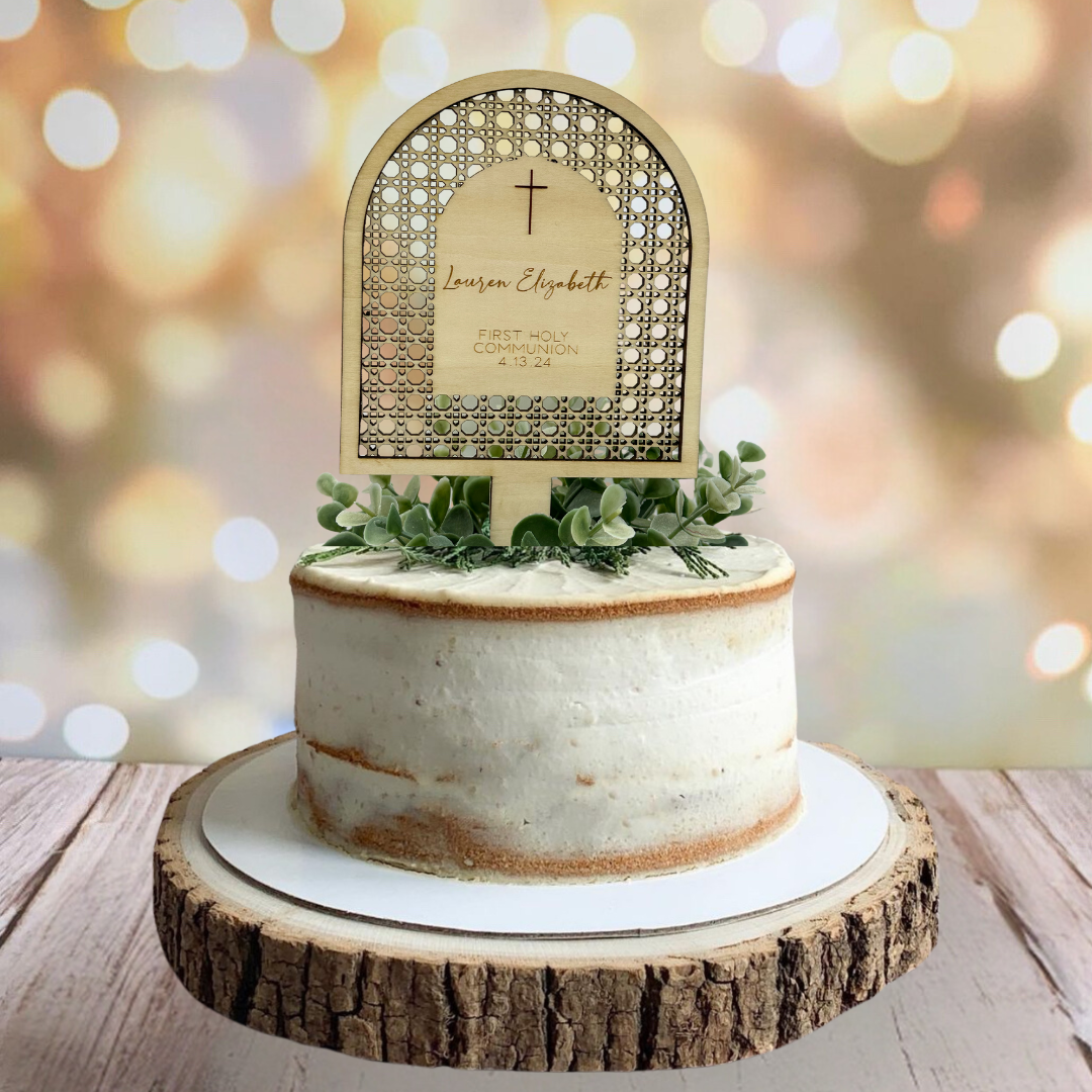 Personalized Arch Rattan Cake Topper