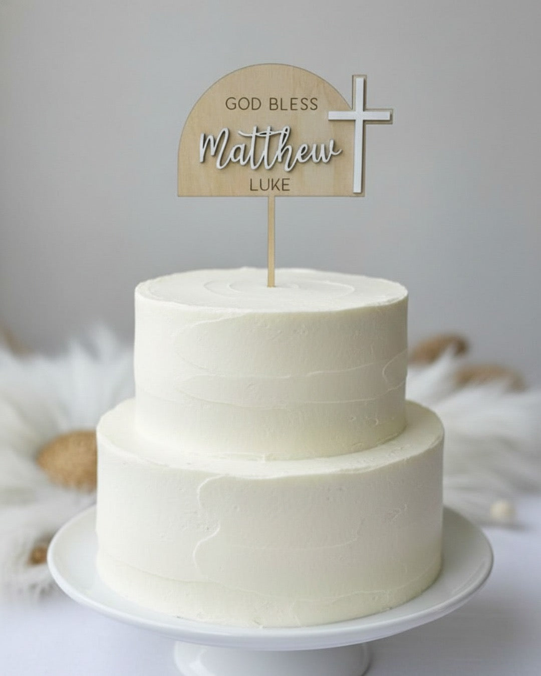 Personalized Arch Cross Cake Topper