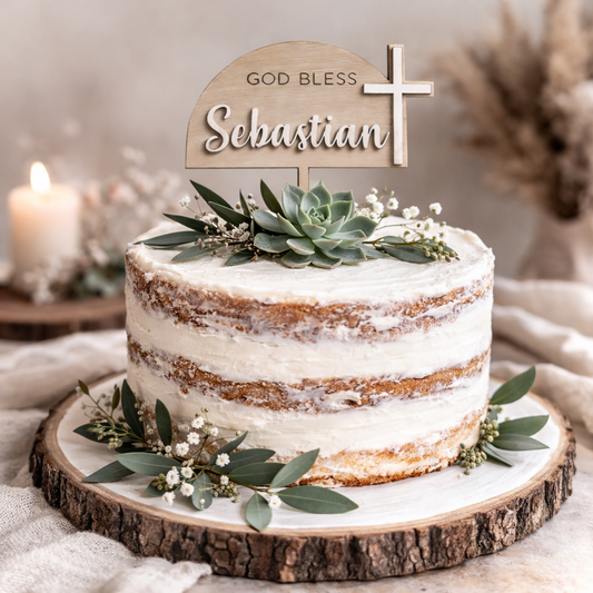 Personalized Arch Cross Cake Topper