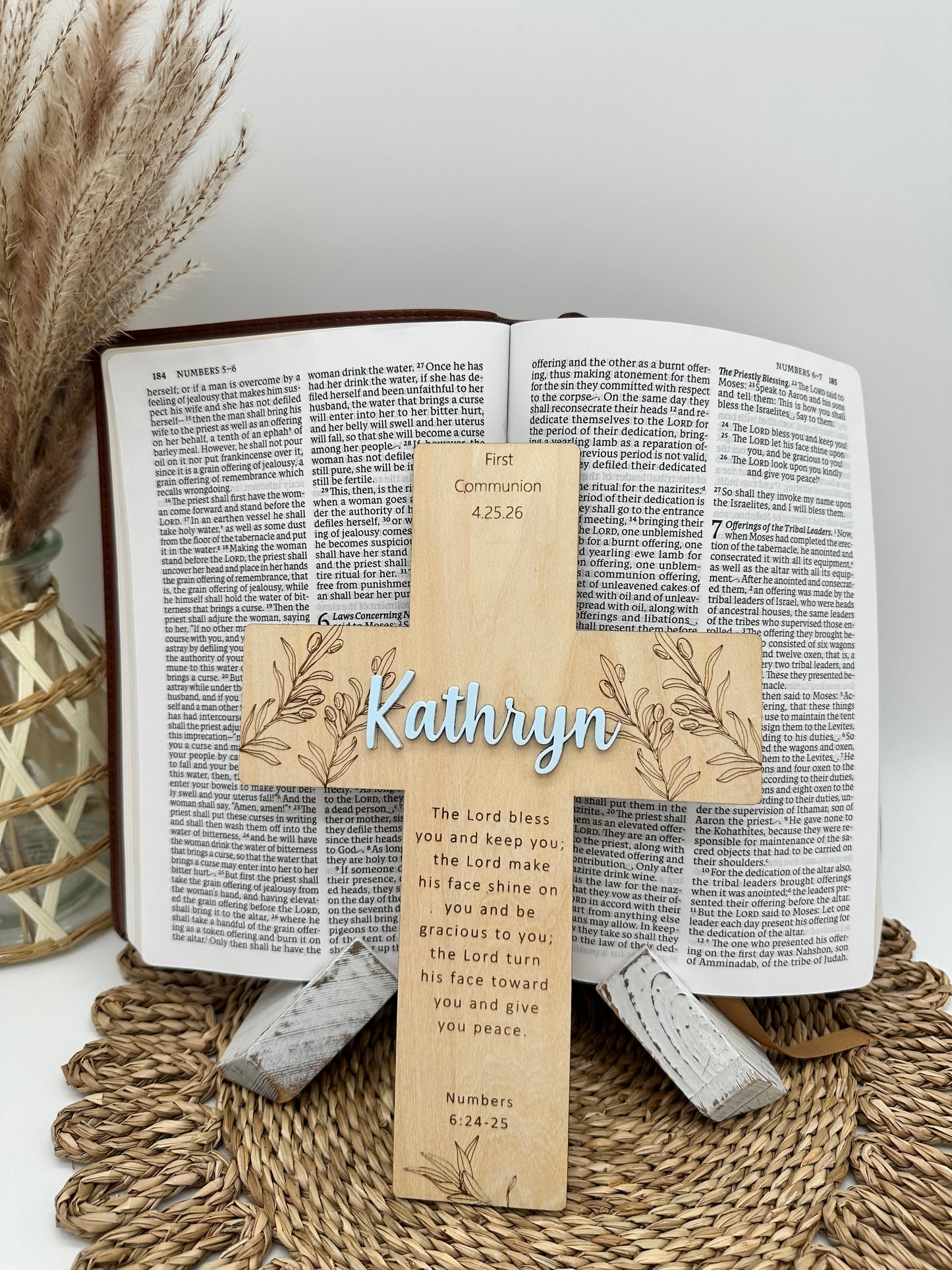 Personalized Olive Branch Cross Keepsake