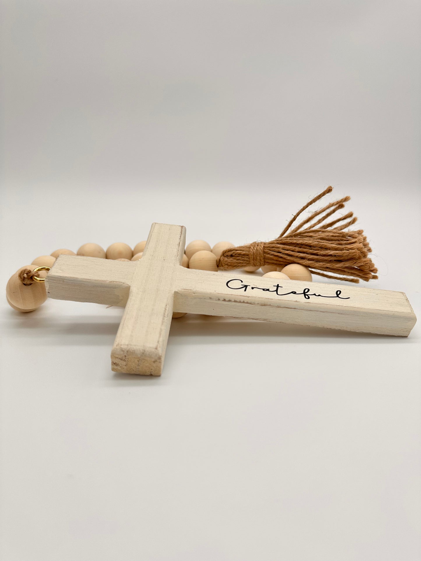 Grateful Heart Cross | Rustic White Inspirational Gift