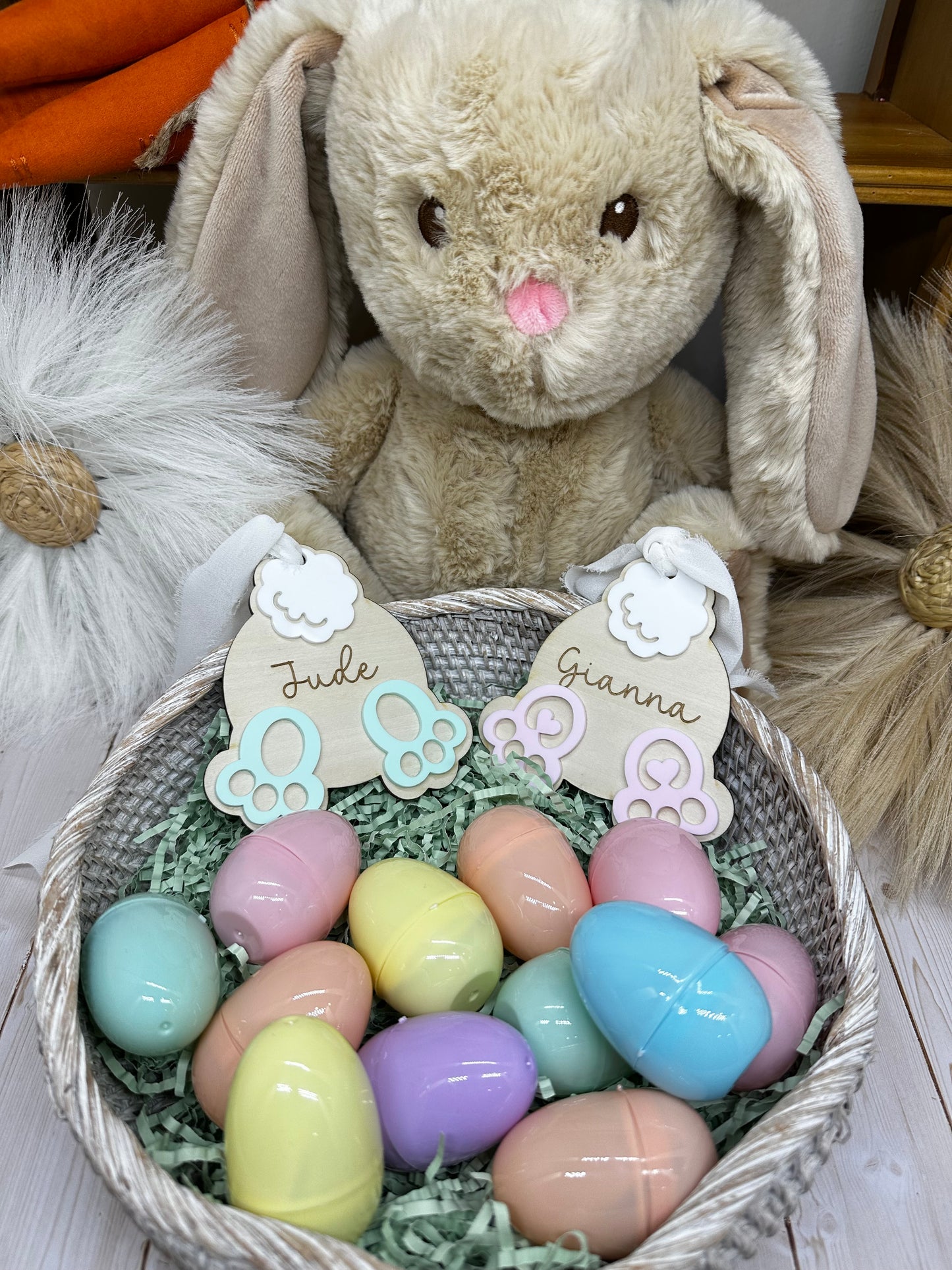 Personalized Bunny Butt Easter Basket Tag | Custom Name Bunny Tag | Baby Easter Basket Name Tag | Easter Keepsake Gift for Kids