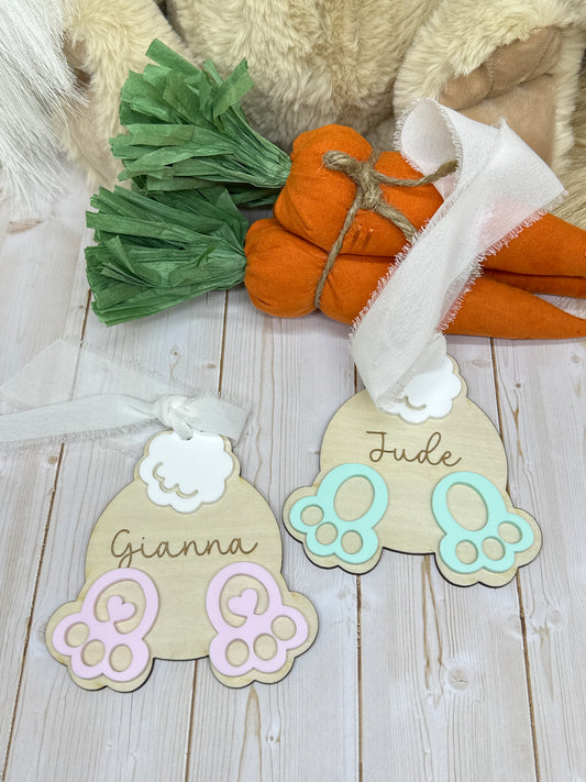 Personalized Bunny Butt Easter Basket Tag | Custom Name Bunny Tag | Baby Easter Basket Name Tag | Easter Keepsake Gift for Kids