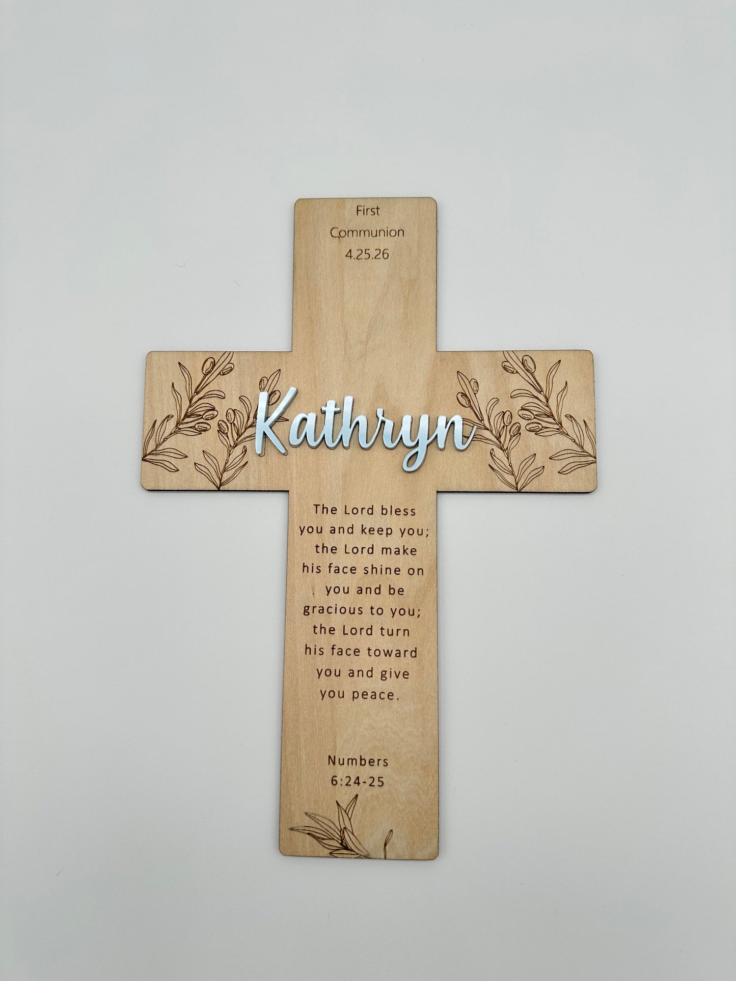 Personalized Olive Branch Cross Keepsake