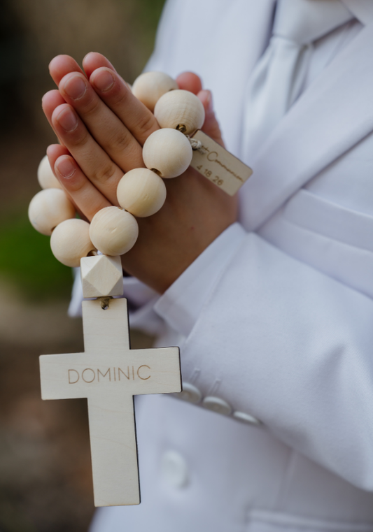 Personalized Wood Bead Rosary