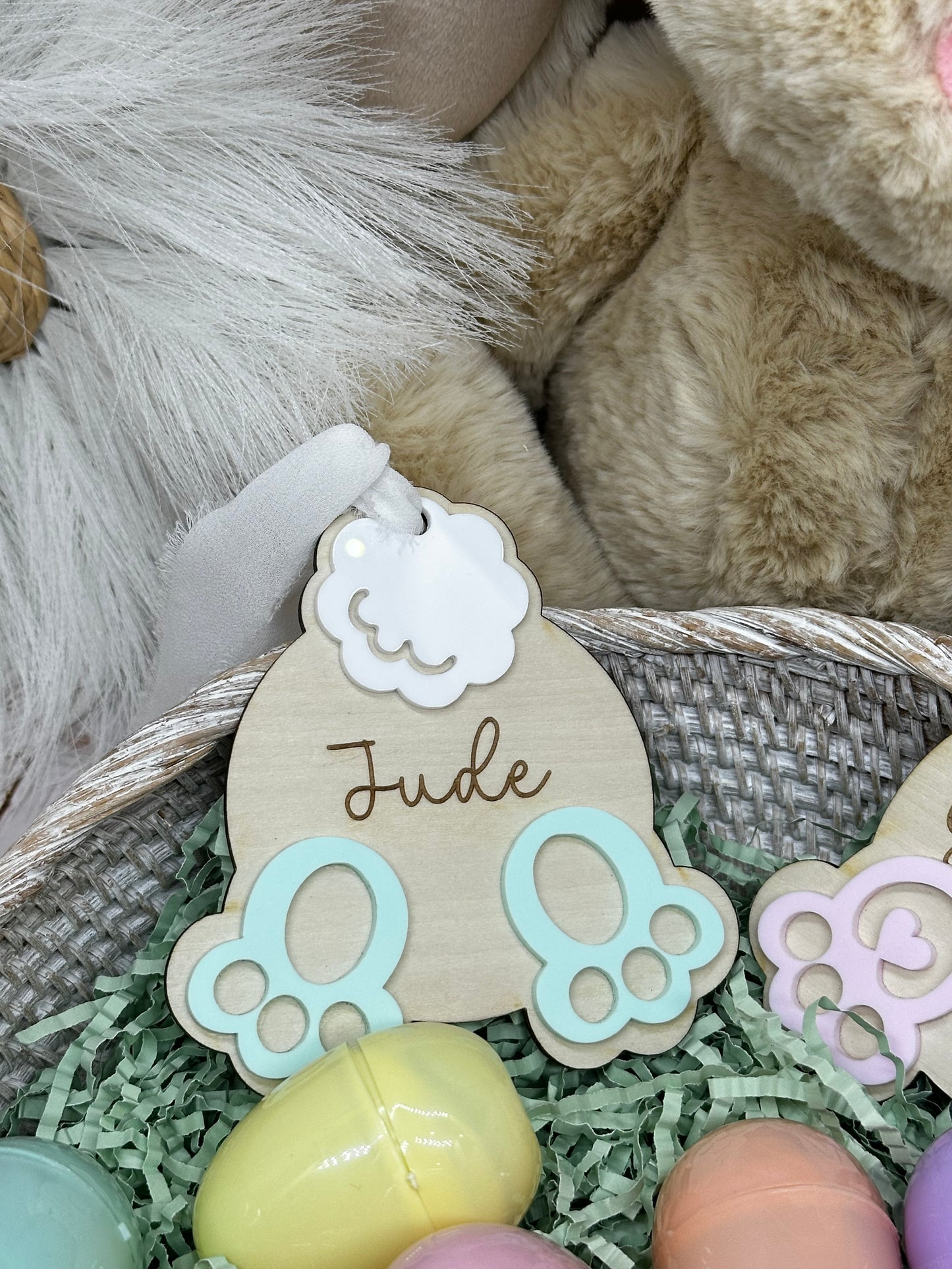 Personalized Bunny Butt Easter Basket Tag | Custom Name Bunny Tag | Baby Easter Basket Name Tag | Easter Keepsake Gift for Kids