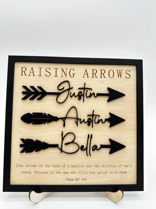 Raising Arrows Personalized Wood Sign