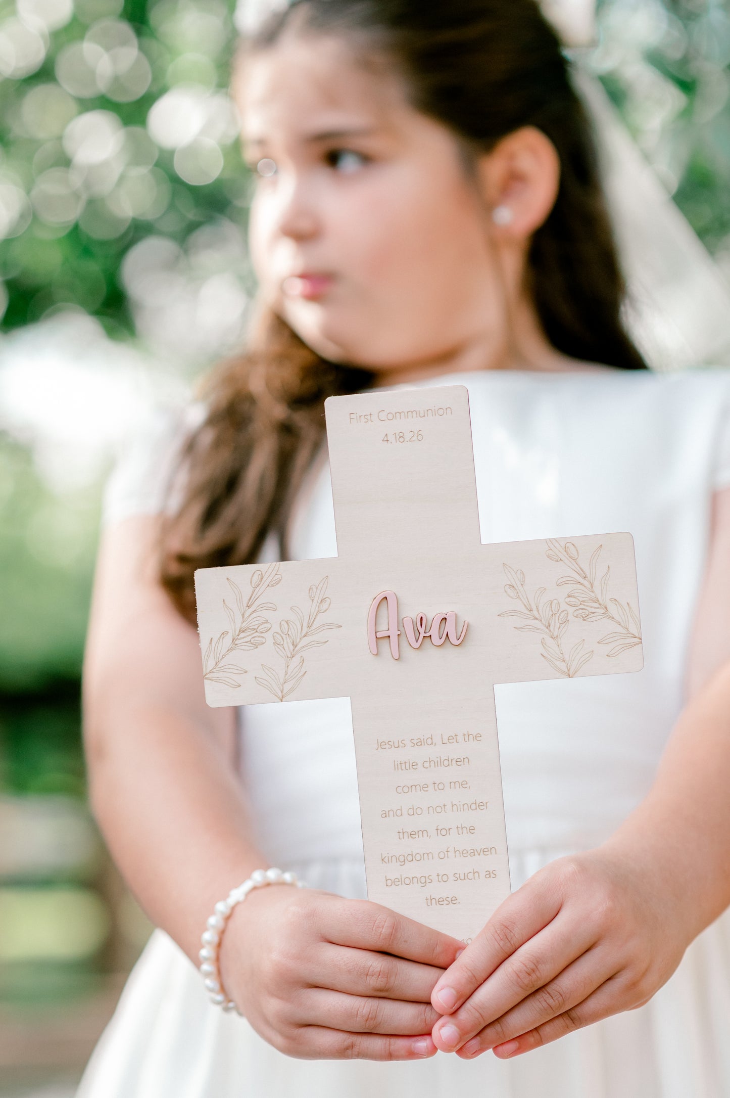 Personalized Olive Branch Cross Keepsake